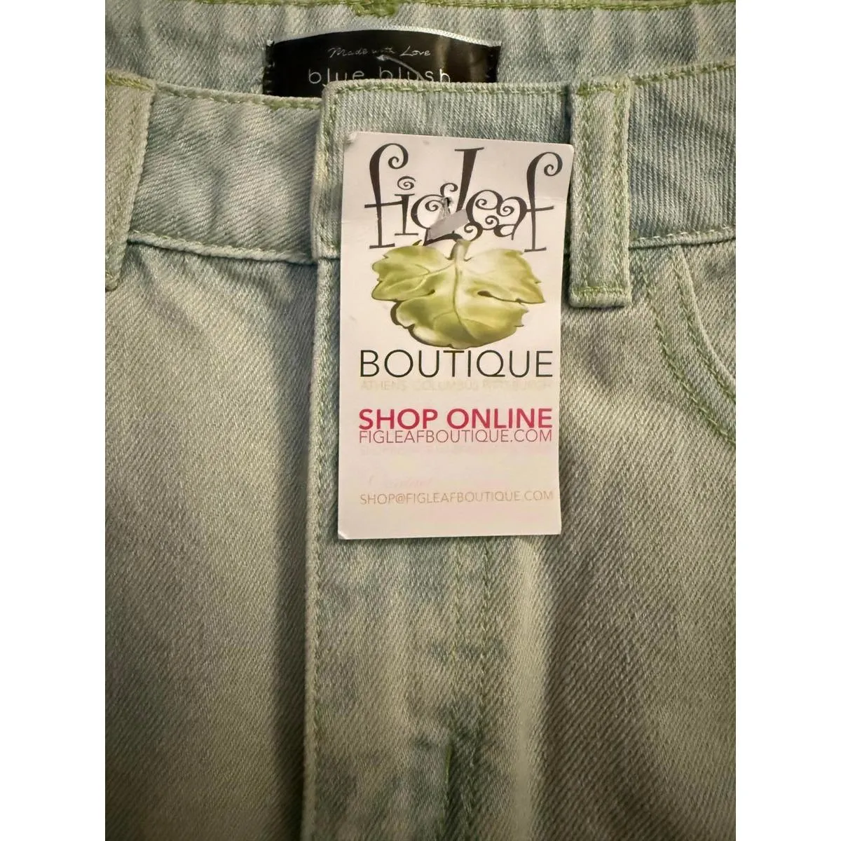 Blue Blush by Figleaf Boutique Denim Jean Skirt Small Faded Light Blue Mini - Image 5