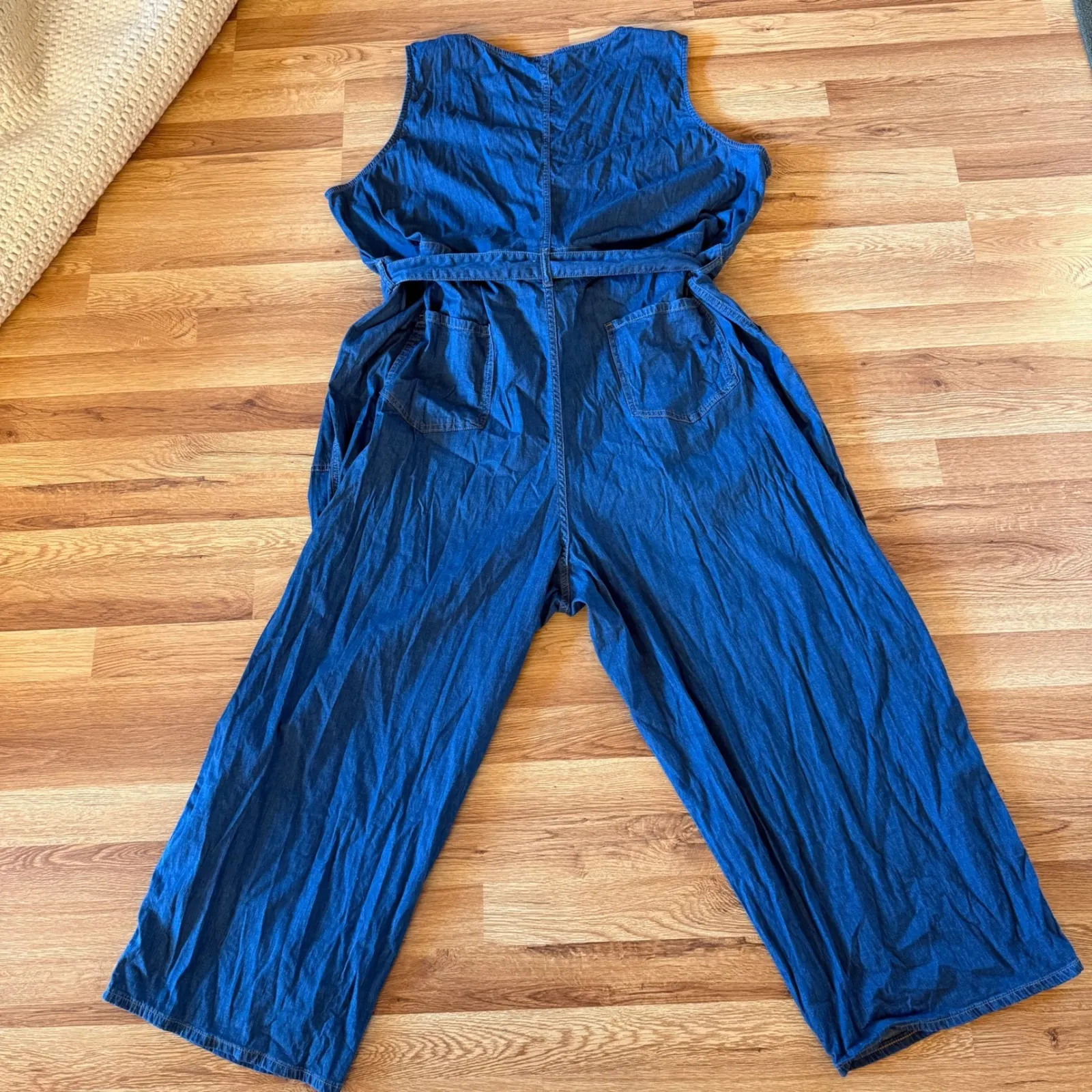 Universal‎ Standard Chambray Jumpsuit XL (US 4X 26–28) Plus Size Belted Wide Leg - Image 3