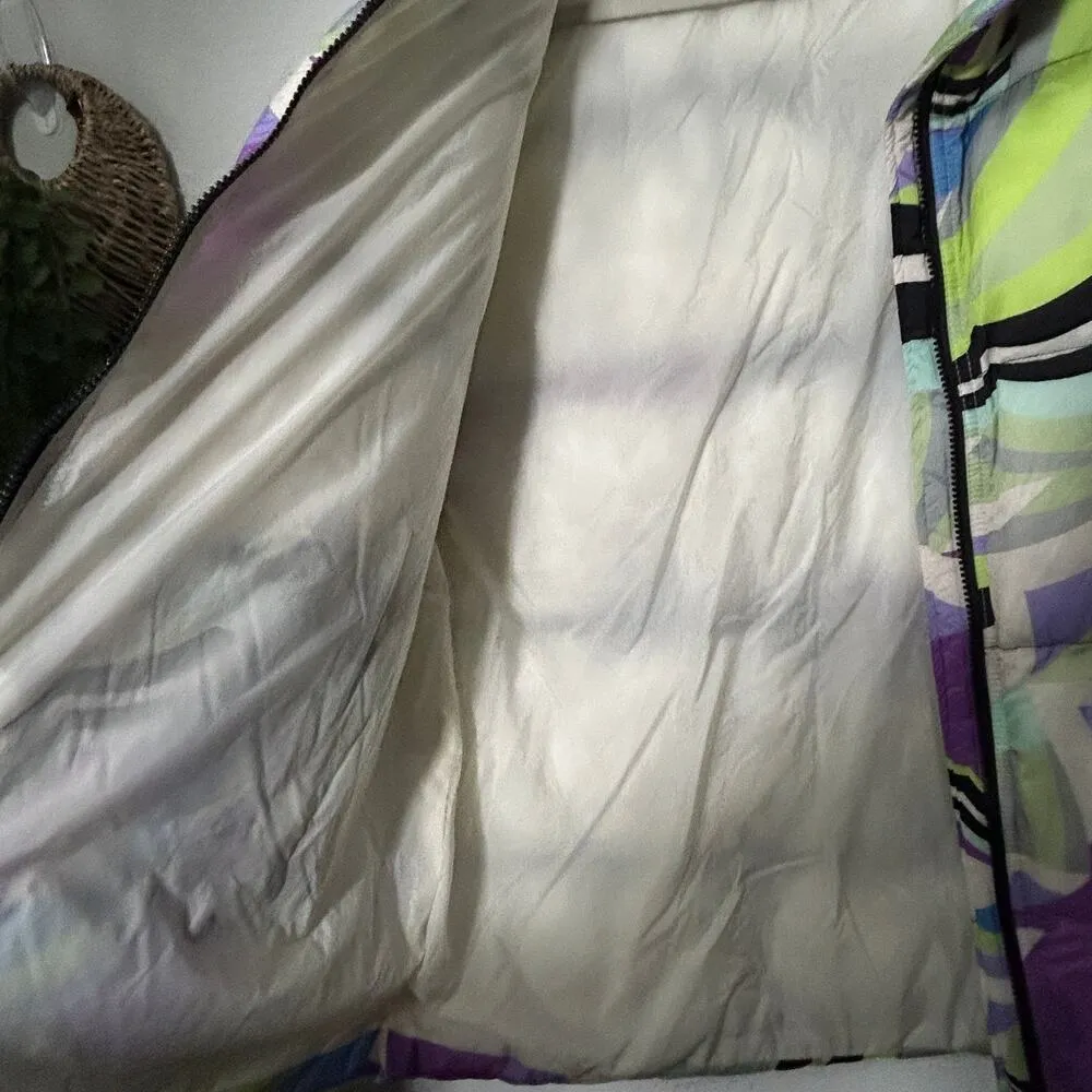 NEW New Free People In A Bubble Printed Puffer Neon Purple Vest Small Whimsical - Image 9