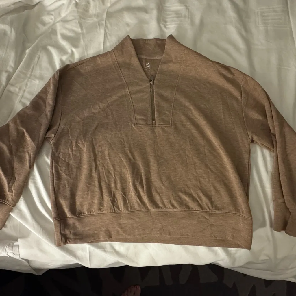 Lou & Grey XL Super Soft Half Zip Lounge Top Taupe Brown Minimalist Coastal Cozy - Image 6