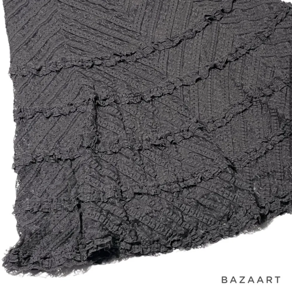 Tara Jarmon Charcoal Gray Lace Woven Tiered Lined Midi Fairy Skirt Size Small - Image 6