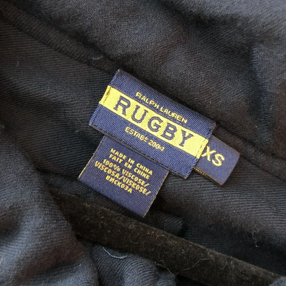 Ralph Lauren Rugby Womens Top Cowl Neck Wide Sleeve Button Down Navy Blue XS - Image 4