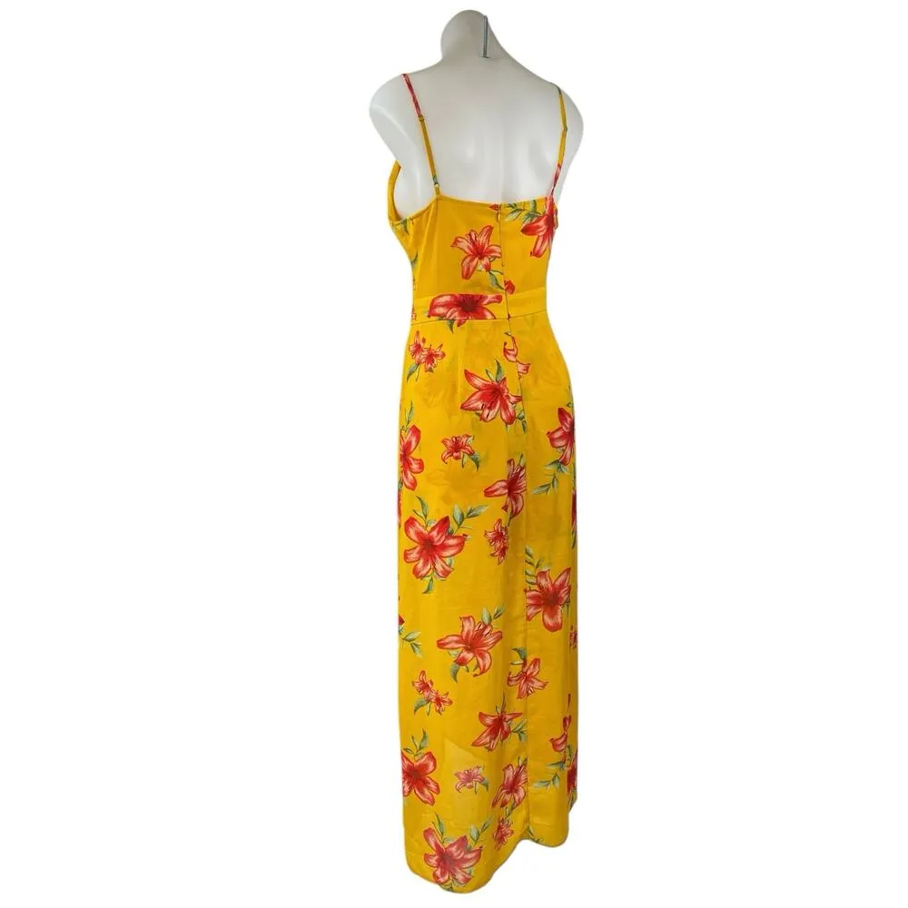 Guess Yellow Floral Sleeveless Cami Camisole Tank Skort Skirt Romper Shorts L - Image 4
