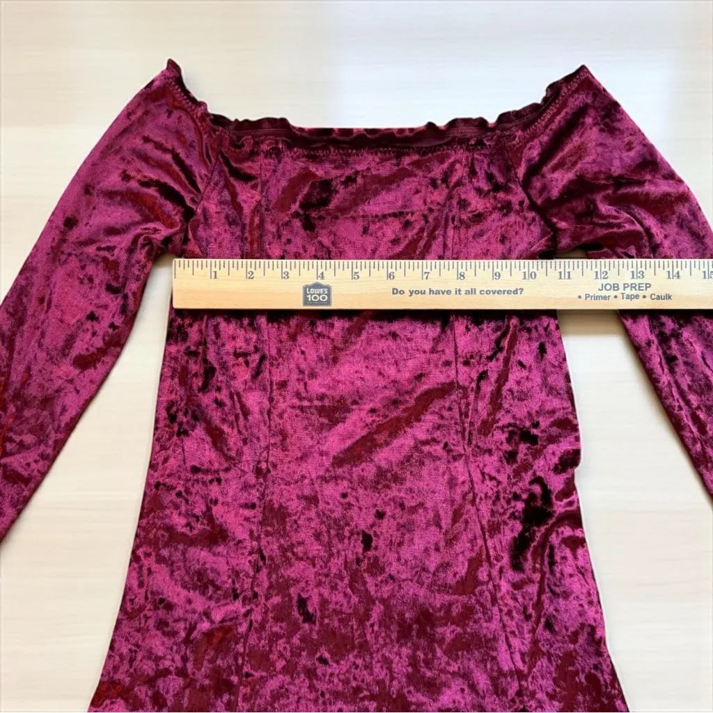 HOLLISTER Crushed Velvet Off-Shoulder Long Sleeve Dress – Size XS – NWT - Image 6