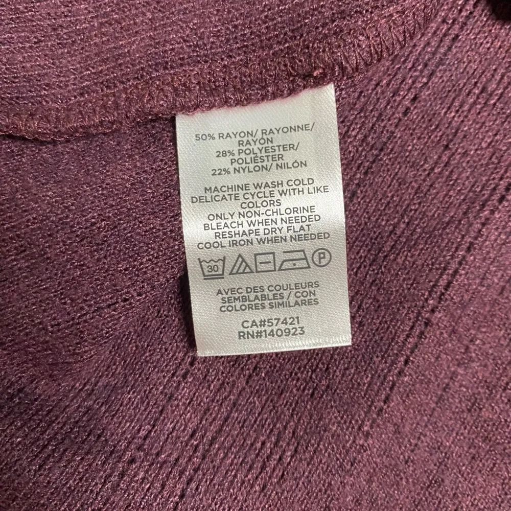 LOFT Plum Pointelle Cinched Bust V-Neck Long Sleeve Sweater - Image 6