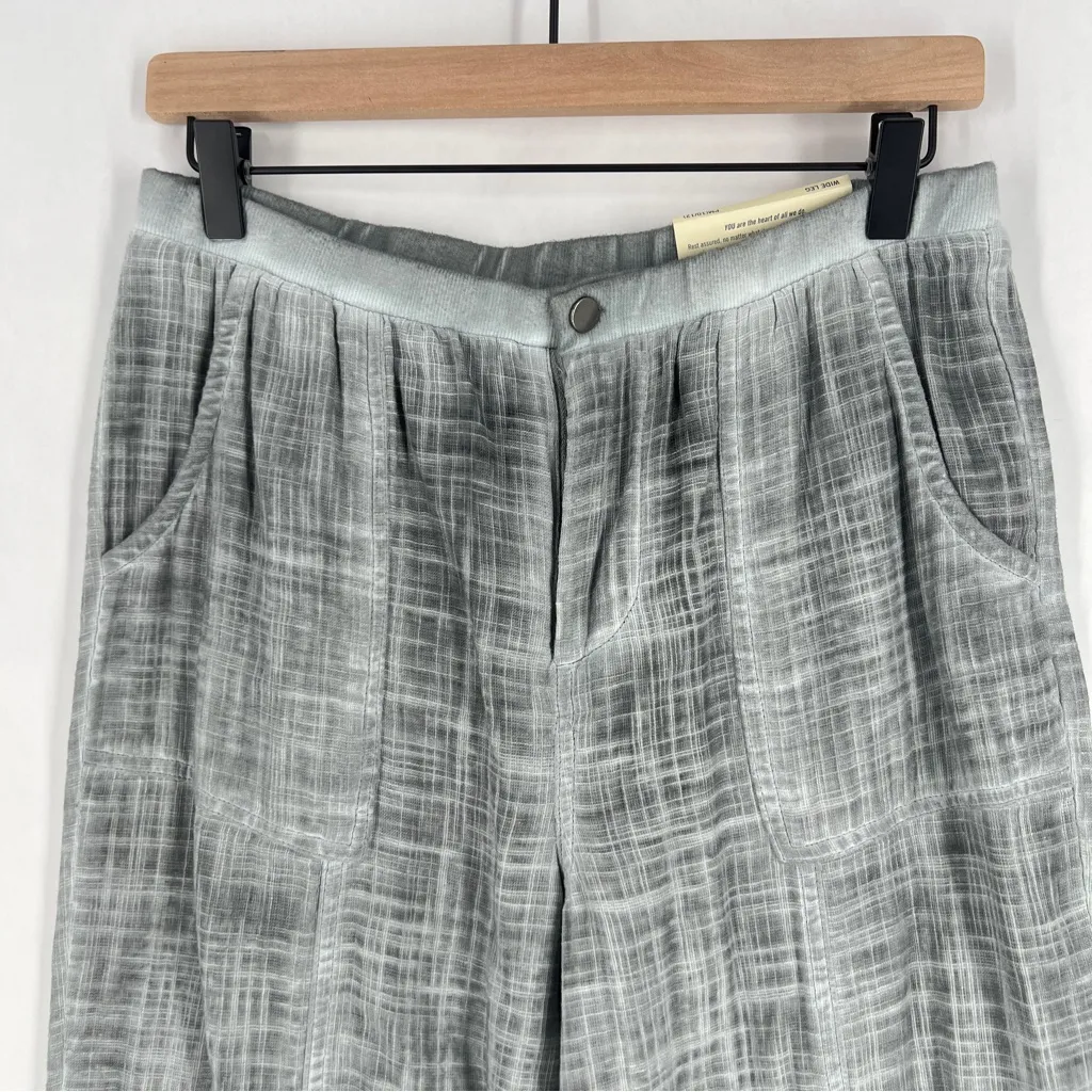 Soft Surroundings Petite Raleigh Gray‎ Gauze Cotton Wide Leg Flounce Hem Pants M - Image 3
