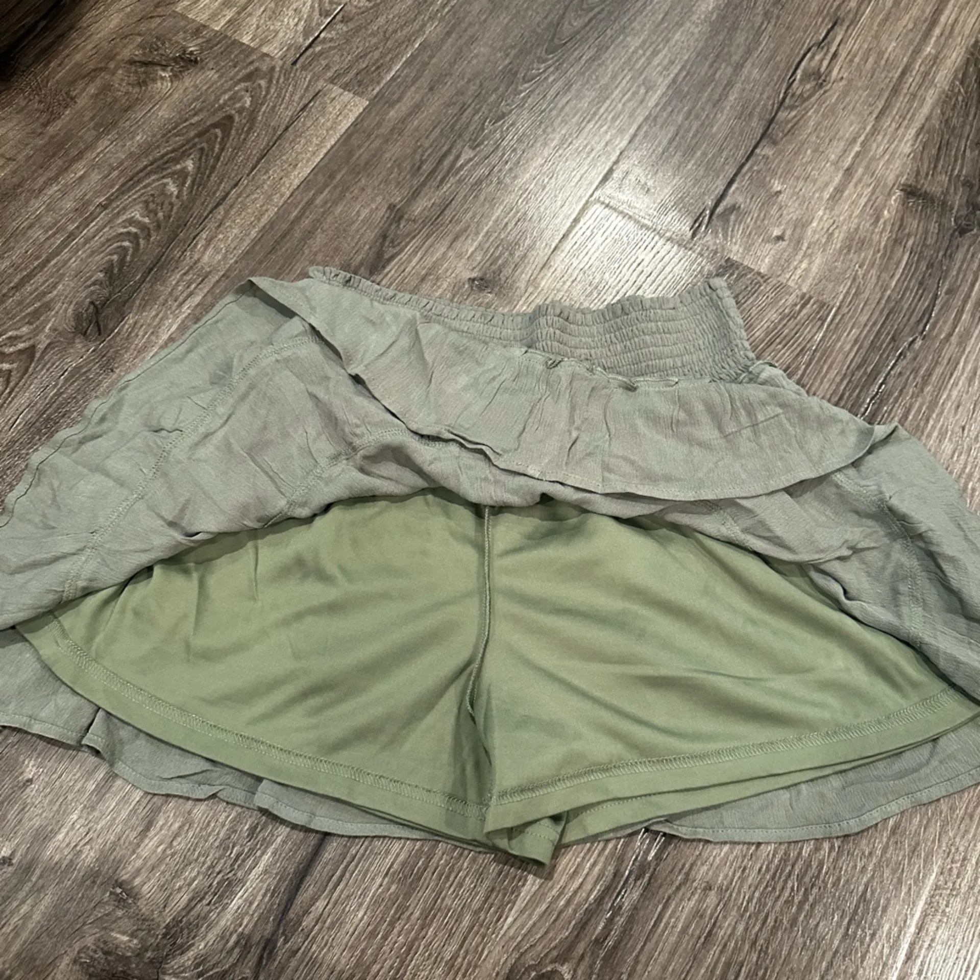 Pink Lily Smocked Sage Green Skort - Image 4