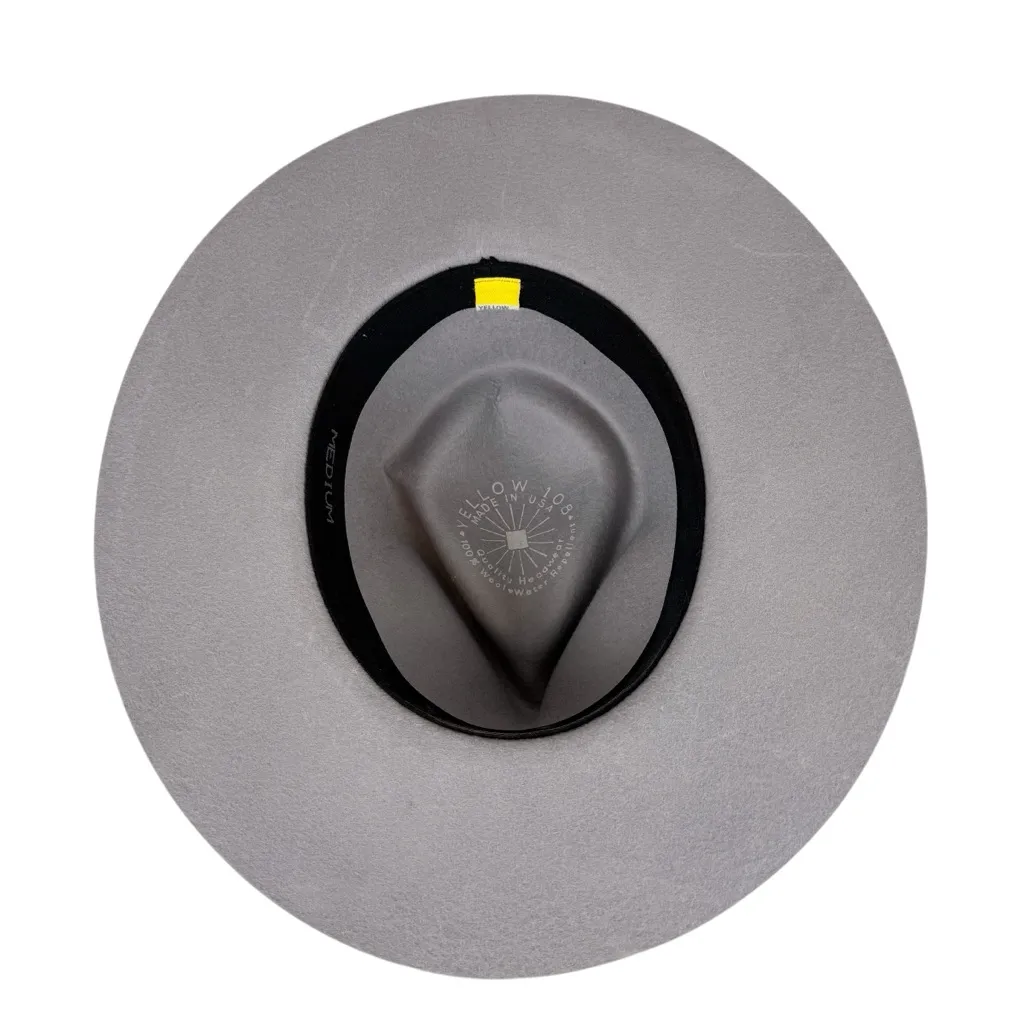 Yellow 108 Dylan Fedora Gray Wool Wide Brim Hat Size Medium - Image 10