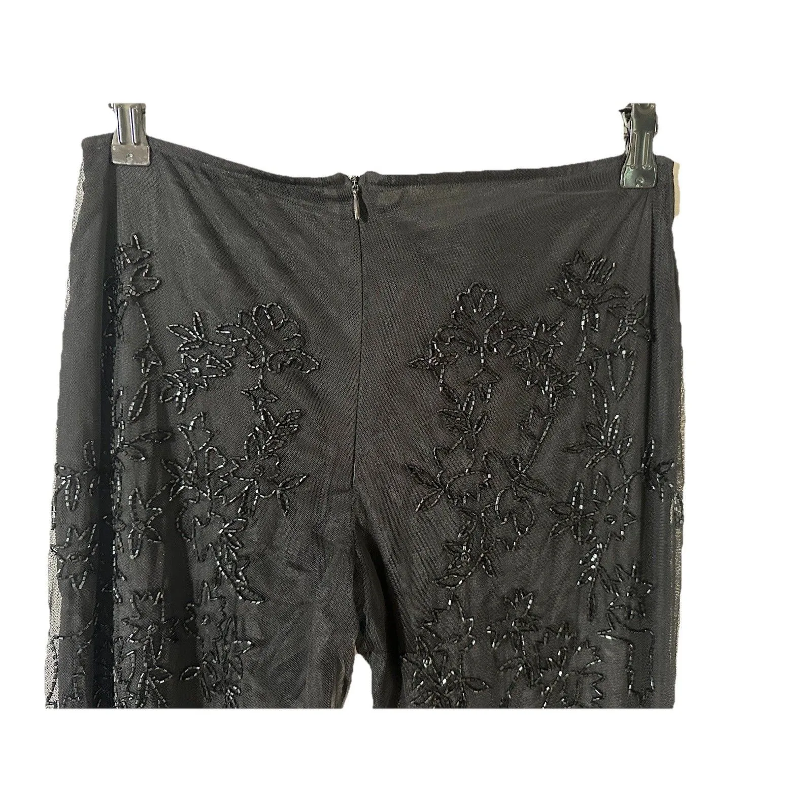 VTG Charlotte Russe Black Sheer Mesh Beaded Floral Pants YTK Evening Party Sz S - Image 6