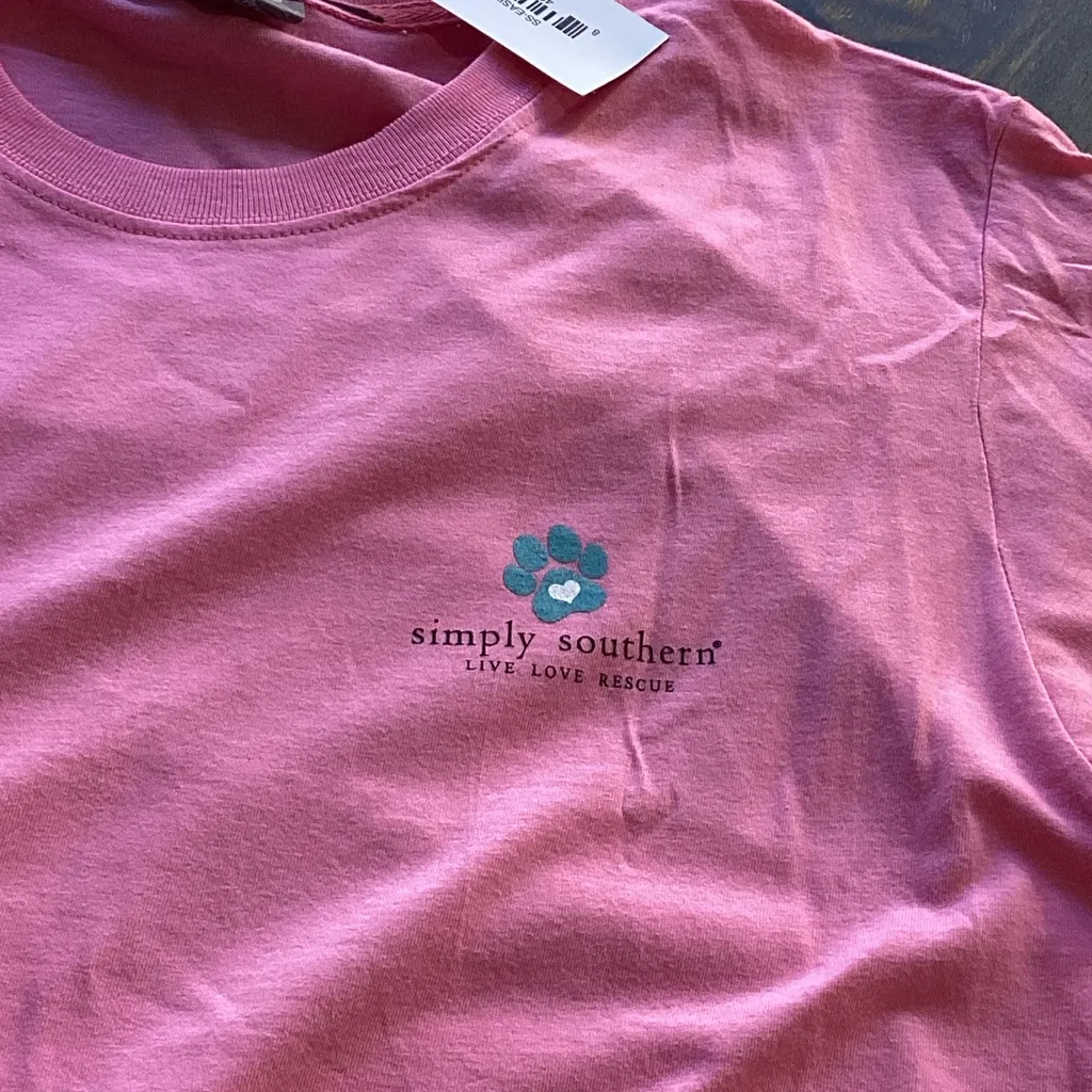 Simply Southern Easily Distracted by Dogs Pink Tee with Jeep Graphic Sz S - Image 3