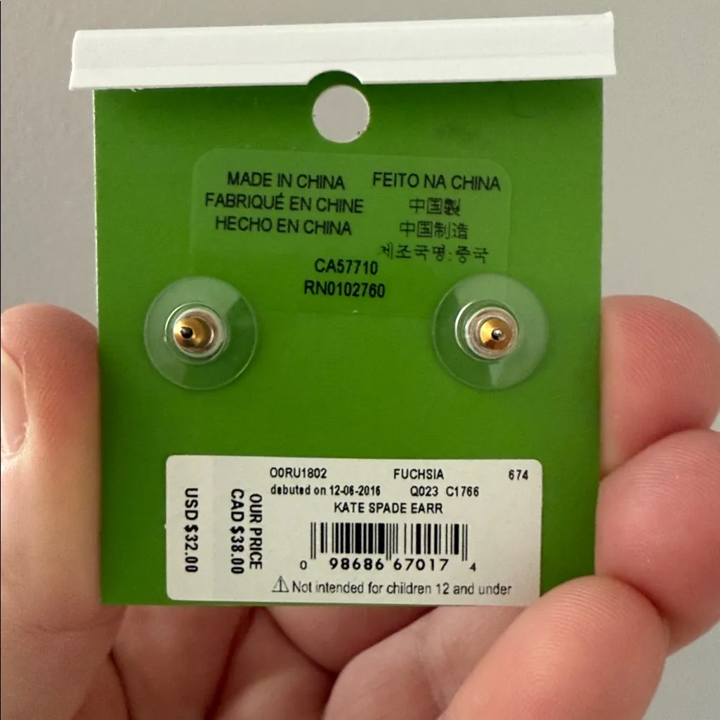 Kate Spade Fuchsia Crystal Stud Earrings - Image 2