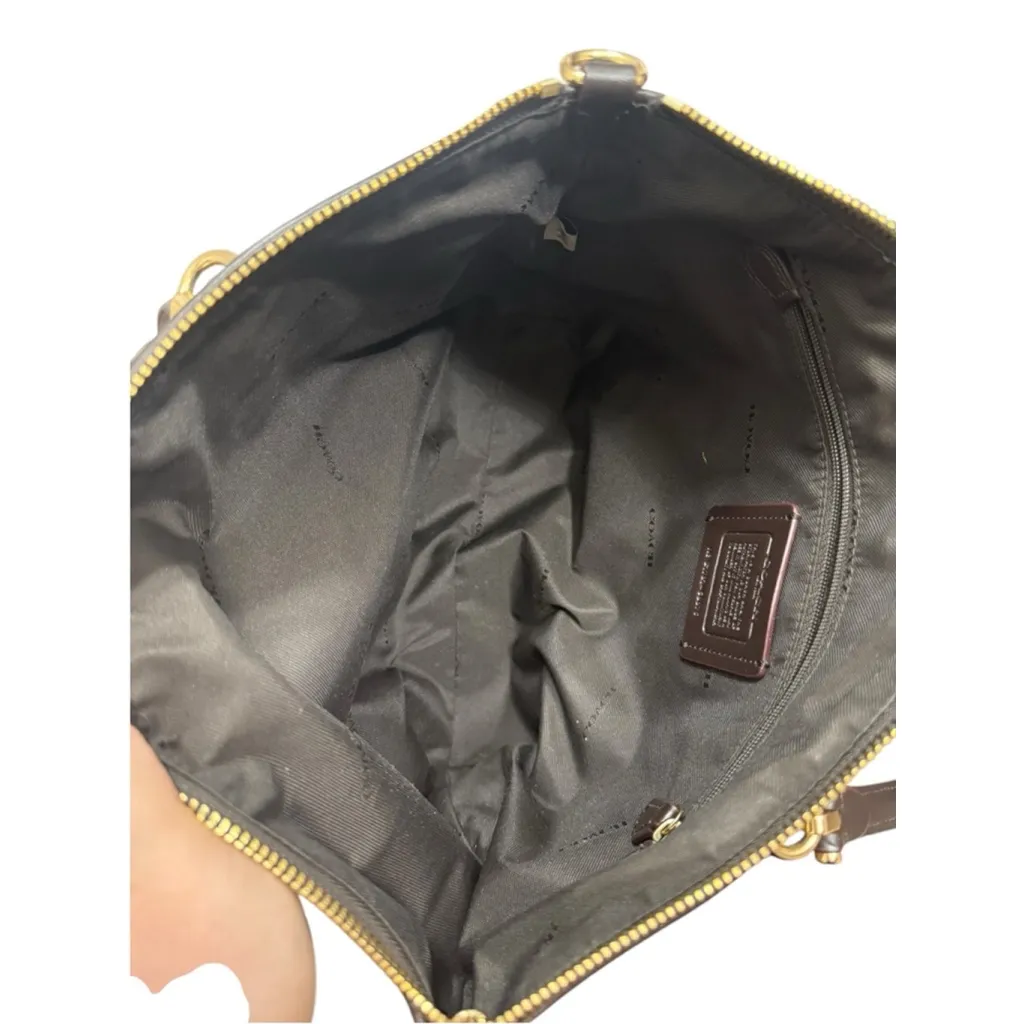 Coach Beige & Brown Signature Print Satchel Bag - Image 5