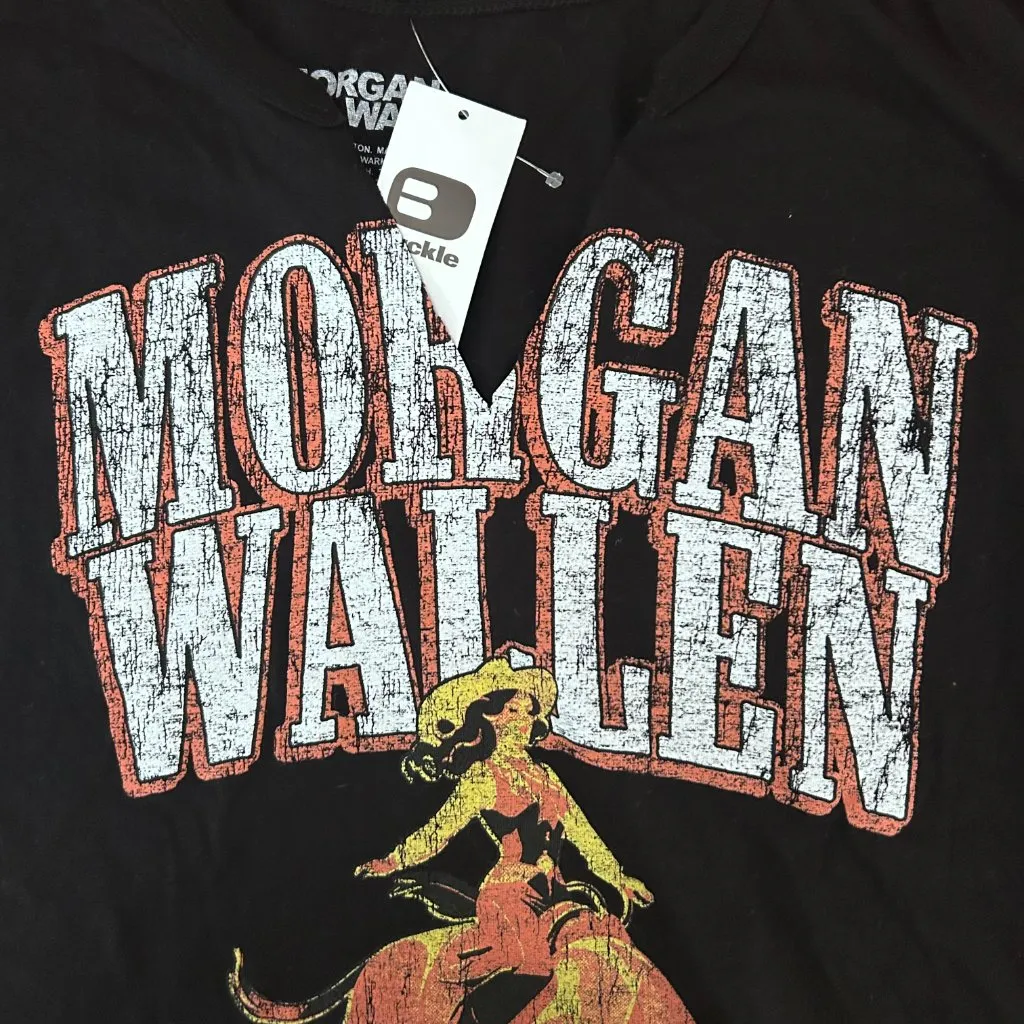 NWT Morgan Wallen Cowgirl Cropped Band T-Shirt BKE Buckle Size Small Country - Image 9