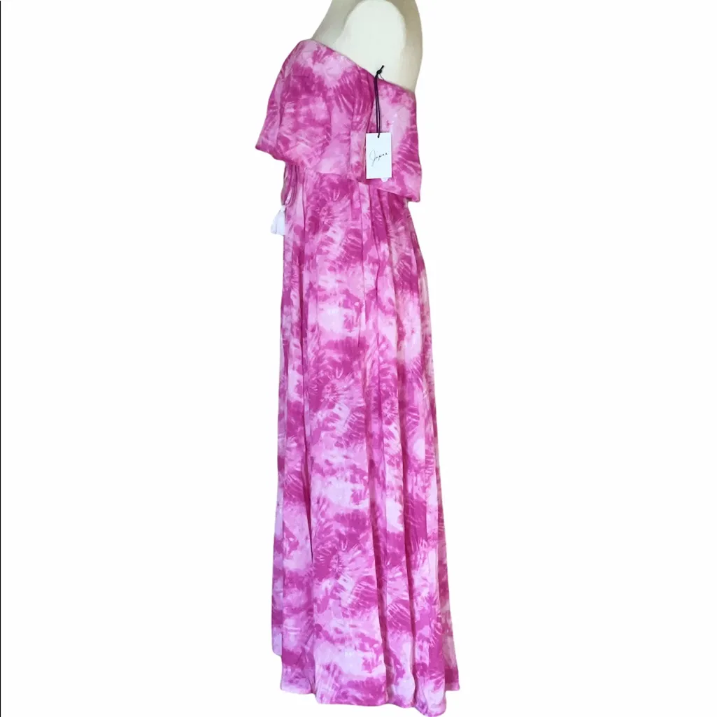 NWT Japna Tie Dye Strapless Tassel Maxi Dress - Image 3