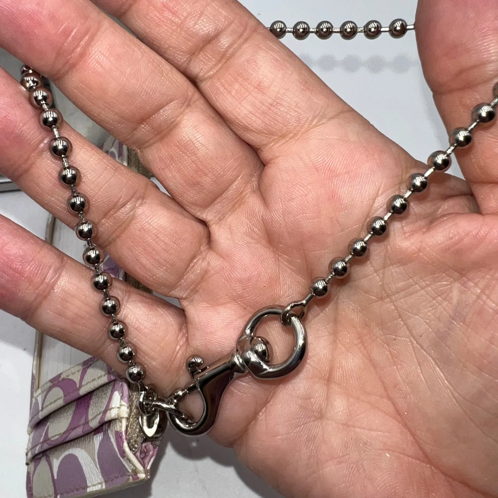 Coach ID Lanyard Card Case Coin Purse Wallet Key Chain Purple Signature - Image 4