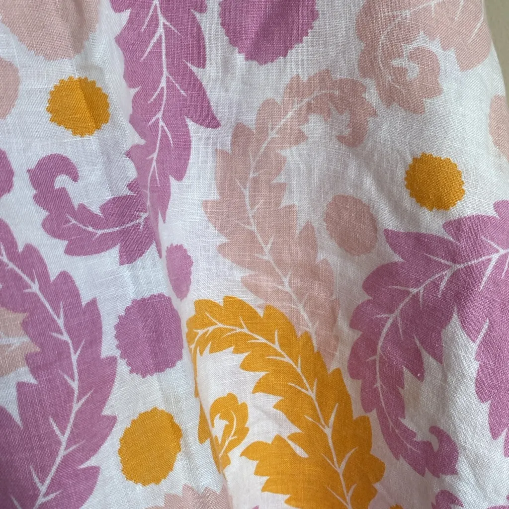 Boden 100% Linen Floral 3/4 Sleeve Shift Dress Side Zipper *Hole* Size 8P - Image 15