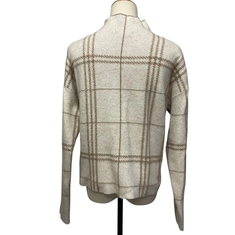 Tahari Women's Plaid Mock Neck Sweater Top Knit Long Sleeve Pullover Size M - Image 5