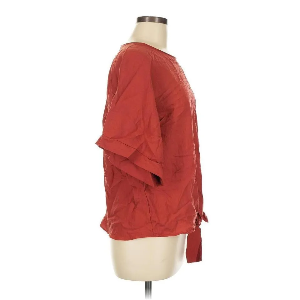 Marc‎ New York Tie-Front Top 3/4 Sleeve Blouse Casual Red Size M - Image 2