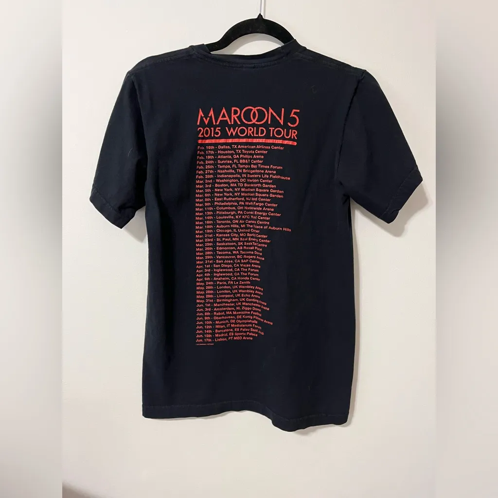 MAROON 5 2015 World Tour Official Band Tee Concert Merch Unisex Sz S EUC - Image 3