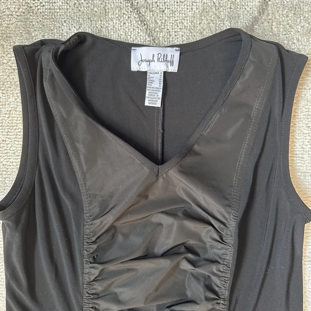 Joseph Ribkoff Black Sleeveless Ruched Front V-Neck Sheath Dress Sz 8 - Image 14