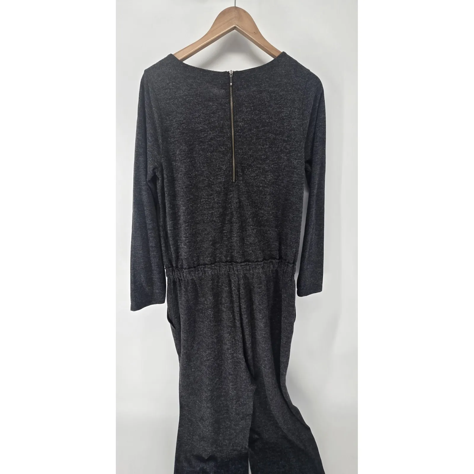 Soft Surroundings Jumpsuit Women Medium Gray Drawstring Casual Knit Pocket - Image 5