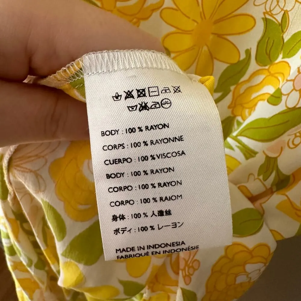 Faithfull The Brand Jean-Marie Yellow Floral Midi Dress Size 6/M - Image 6