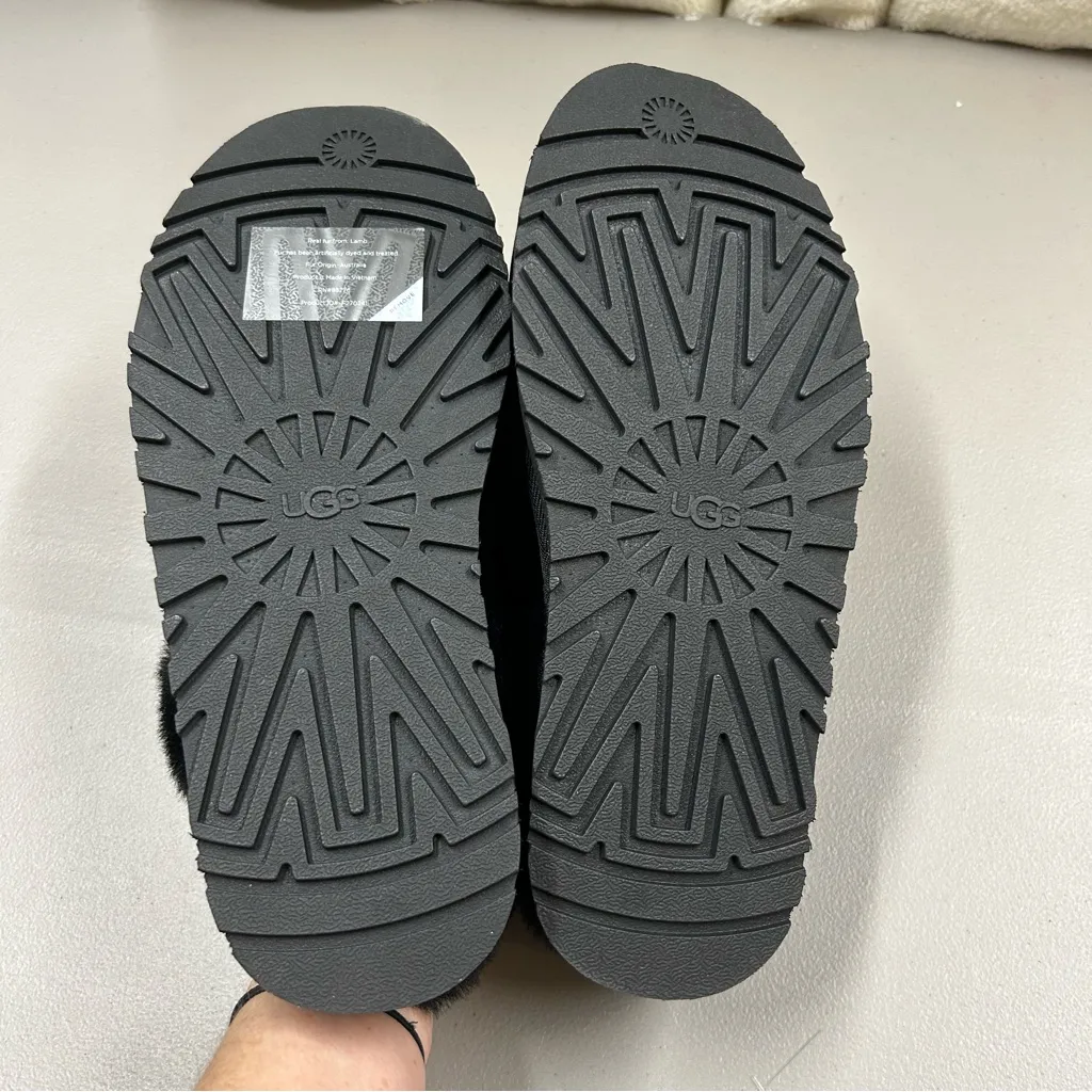 UGG Disquette Clog Platform Slip On Shoes Slipper Suede Sheepskin Collar Size 9 - Image 8