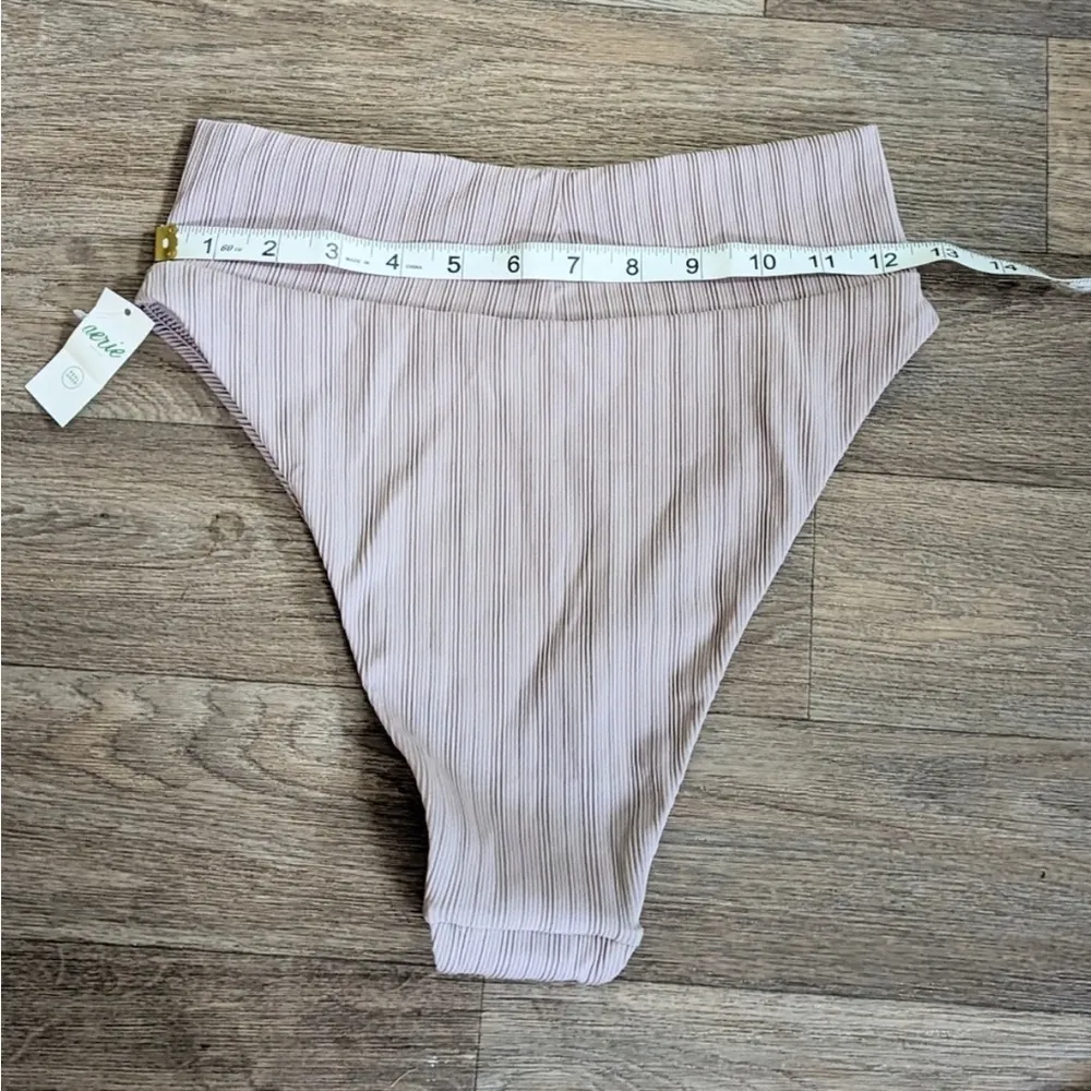 AERIE Ribbed High Cut Cheeky chestnut brown Bikini Bottom Size Medium - Image 11