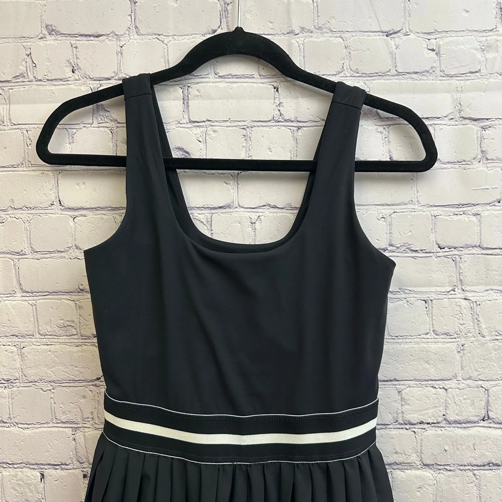 All in Motion Black White Tennis Athletic Romper Dress With Shorts Pocket Small - Image 2