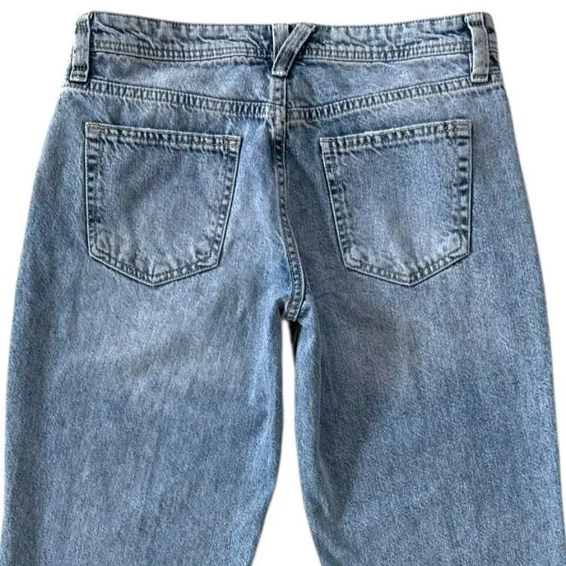 Free People We The Free Light Wash Button Fly Straight Leg Denim Jeans Size 28 - Image 4