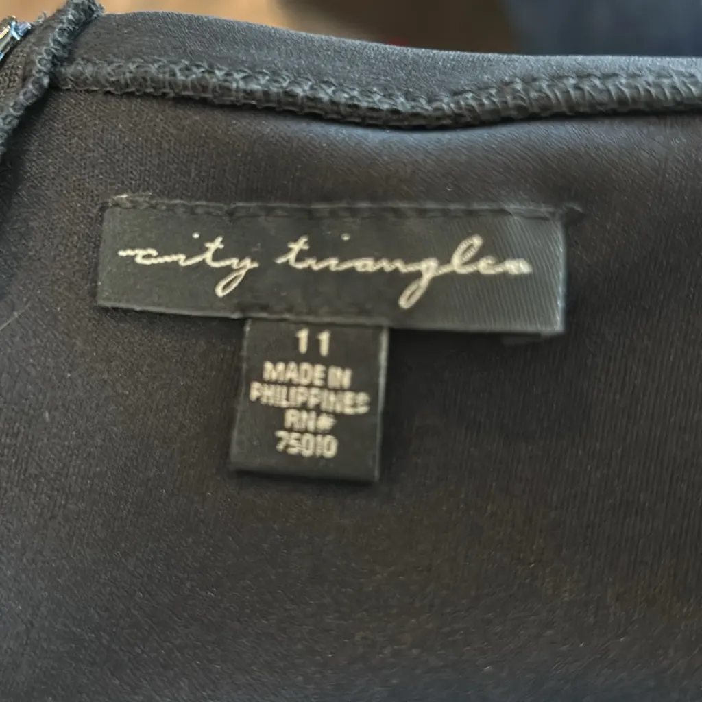 City Triangle Spagehtti‎ Purple Black Multicolor Runched hem Dress Size 11 - Image 7