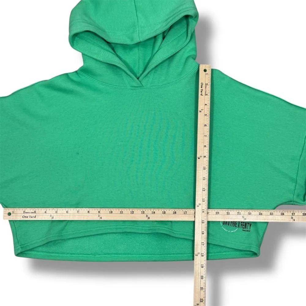 Savage X Fenty Essential Fleece Scope Logo Cropped Hoodie Sweatshirt Green XL‎ - Image 11