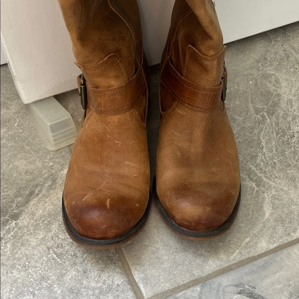 Gianni Bini Brown Leather Combat Boots - Image 10