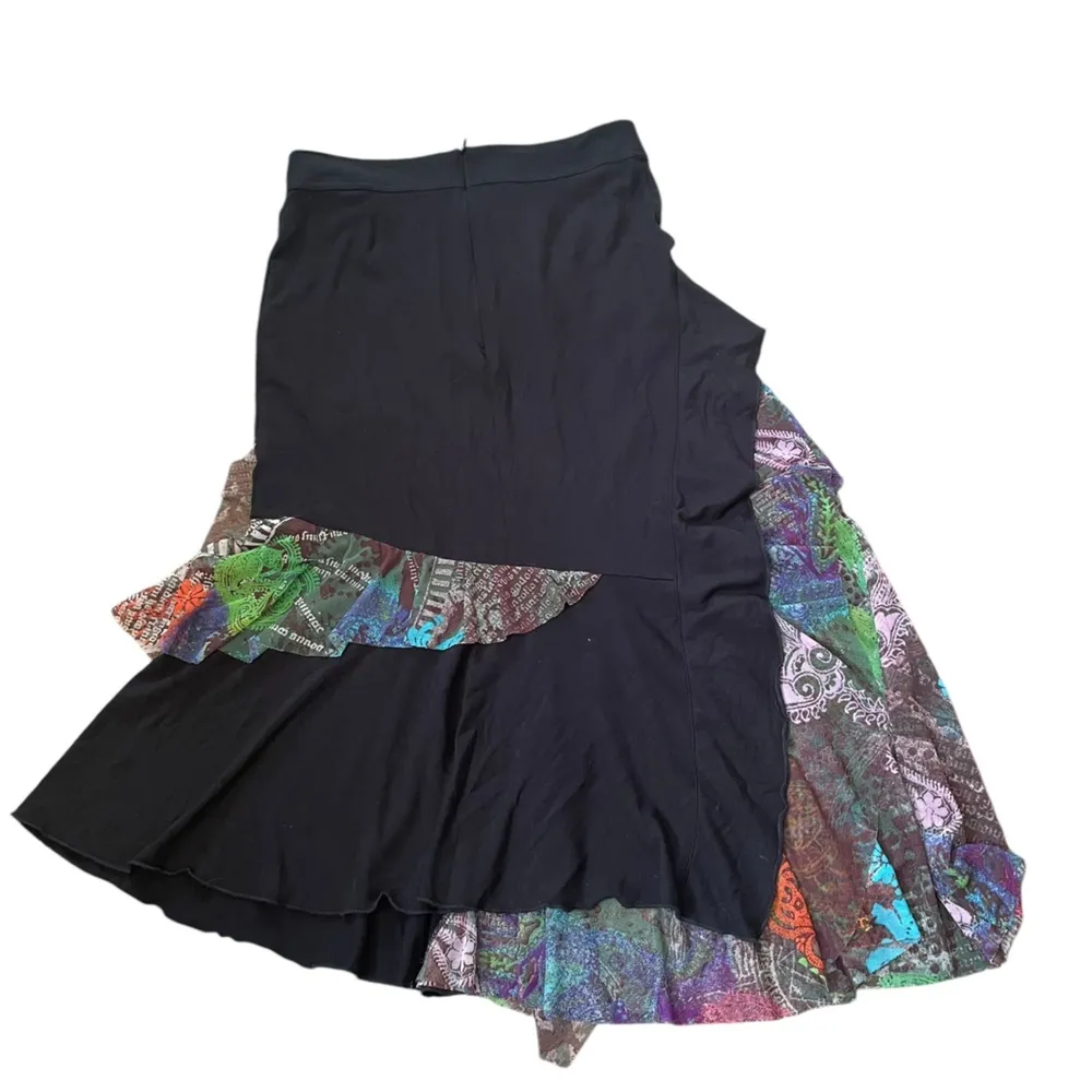 Hippie Eclectic Indie Asymmetrical Mesh Psychedelic Floral Mandala Stoner Skirt Yellow - Image 3