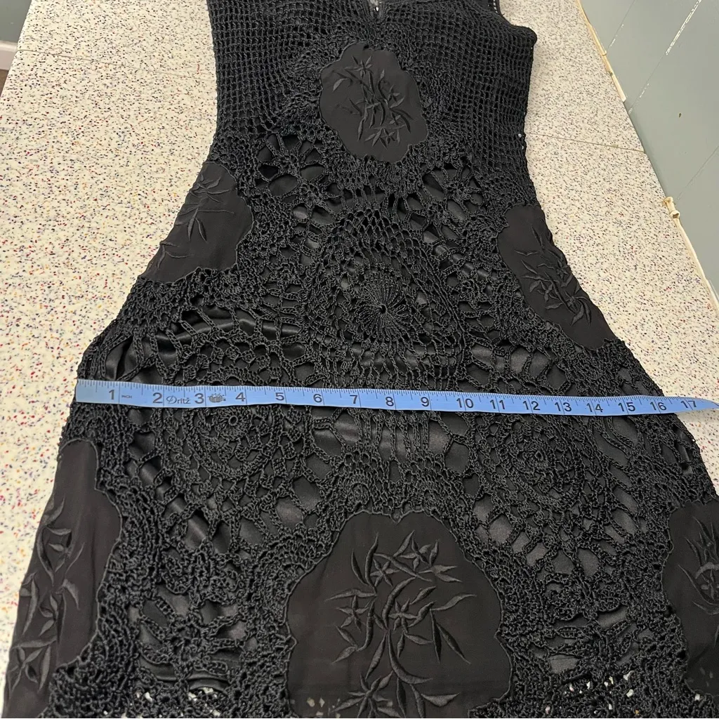 Vintage Sue Wong Black Lace Crochet Midi Dress Women’s Size 4 Y2K Fairy Boho - Image 10