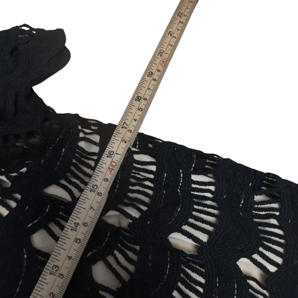 Kate Spade Black Lace Scalloped Overlay Shift Dress Size 2 Short Sleeve in EUC - Image 6