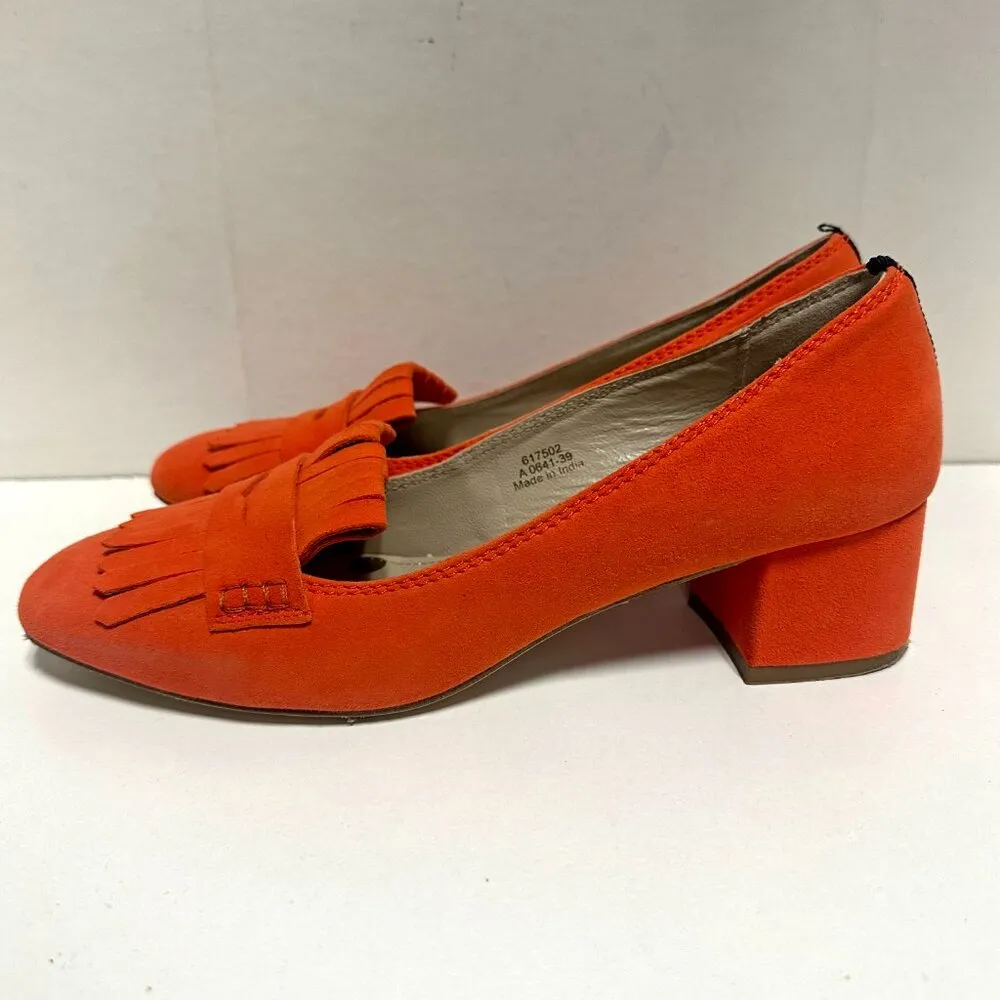 *RARE* Boden Ghillie Heeled Loafers Orange Size 8 - Image 5