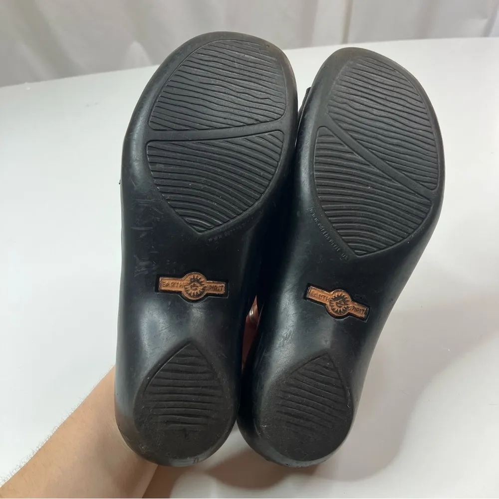 Earth Origins | Marjorie Black Leather Comfort First Chunky Sandal Heel 8 - Image 9