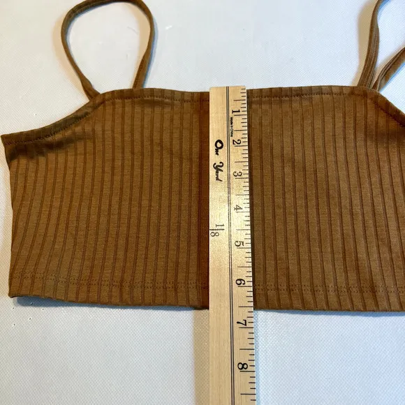 VERO MODA Womens Lucy Rib Crop Top Tobacco Brown size Small‎ - Image 8