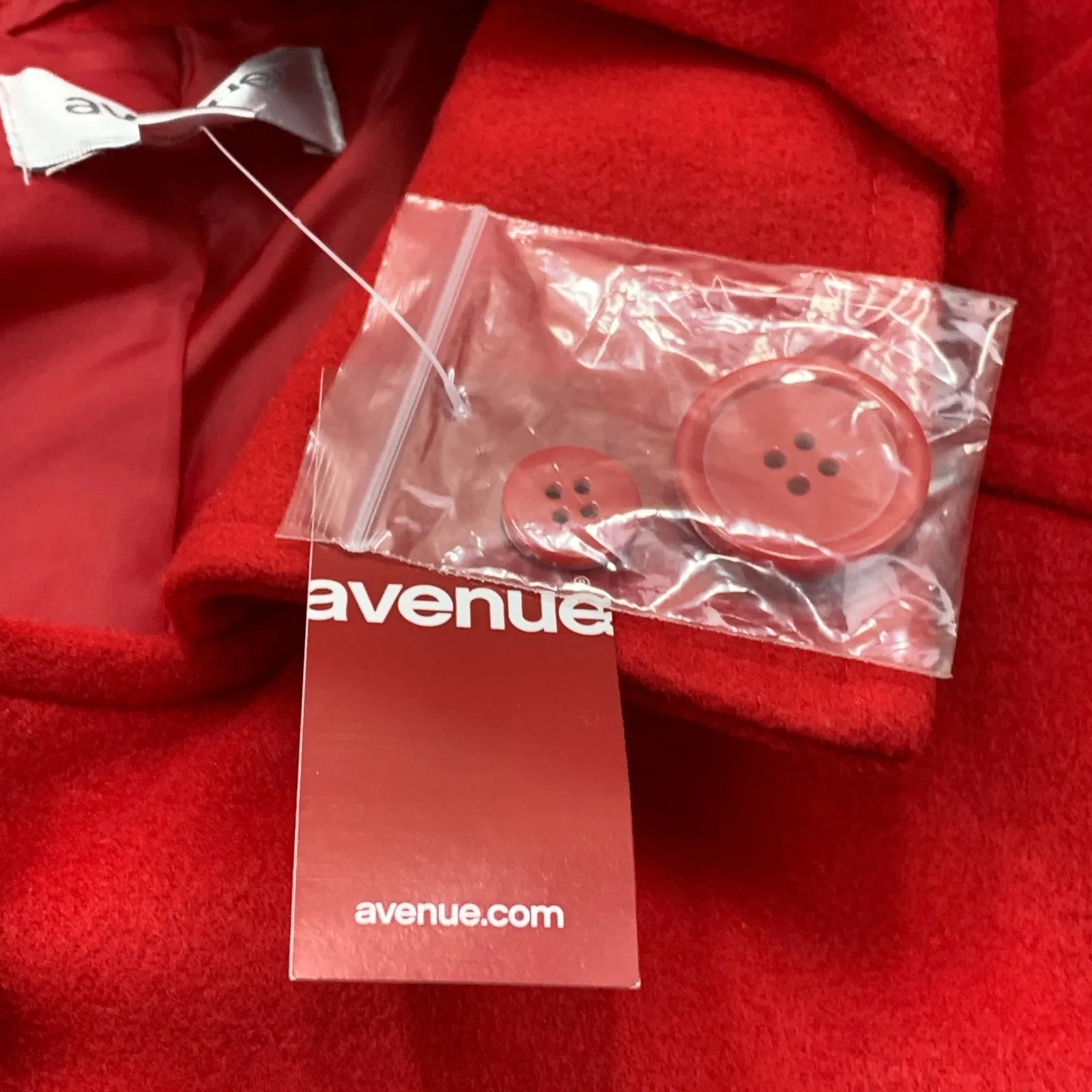 Avenue Red Wool Blend‎ Hooded Coat Button Front Pockets Plus [Size 26/28] NWT - Image 6
