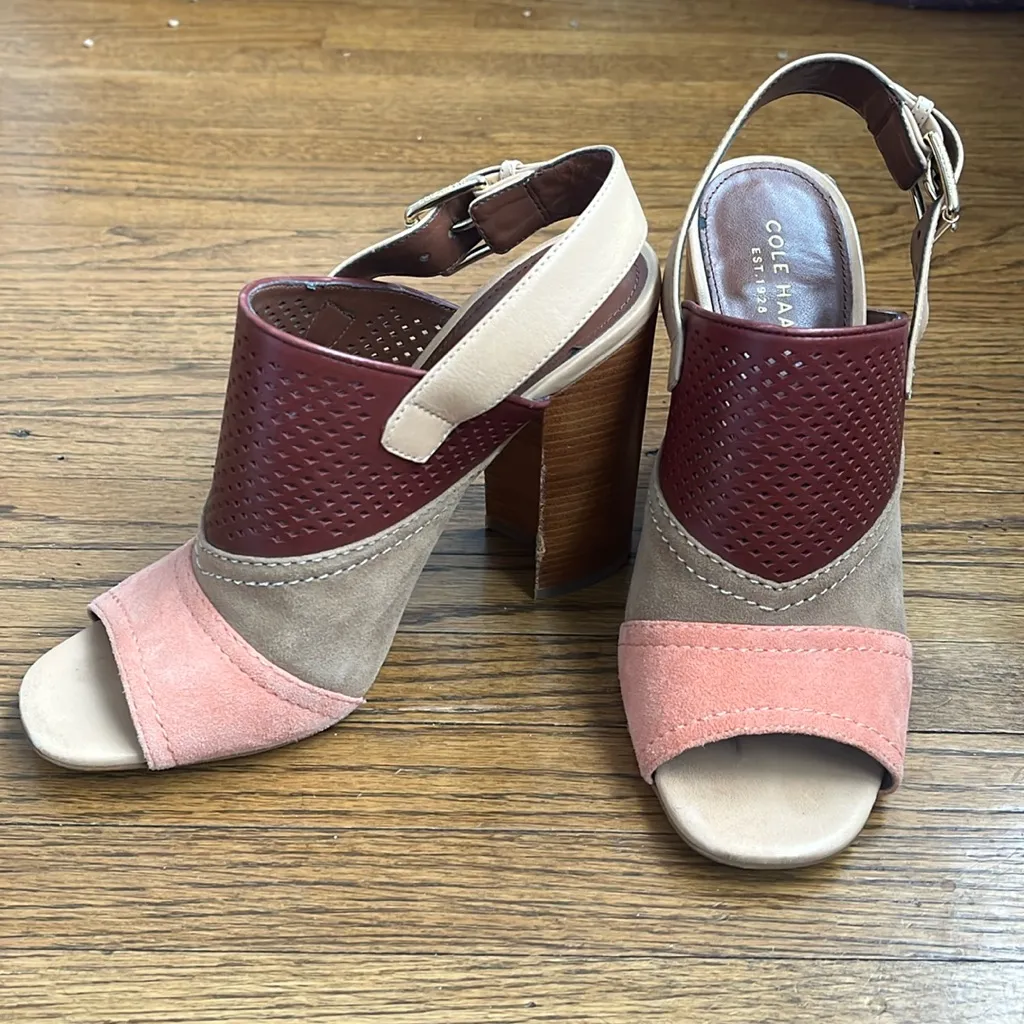 Cole Haan Tabby High Heel Open Toe Colorblock Slingback - Image 2