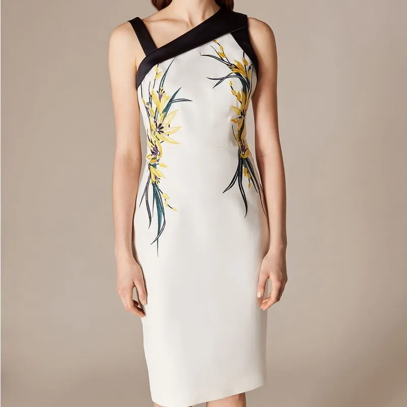 Elegant Floral Bodycon Dress Karen Millen - Black and White - Image 10