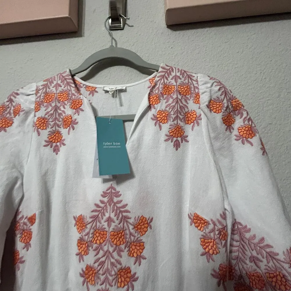 NEW Tyler Boe Lana Woven Floral Embroidered V - Image 7