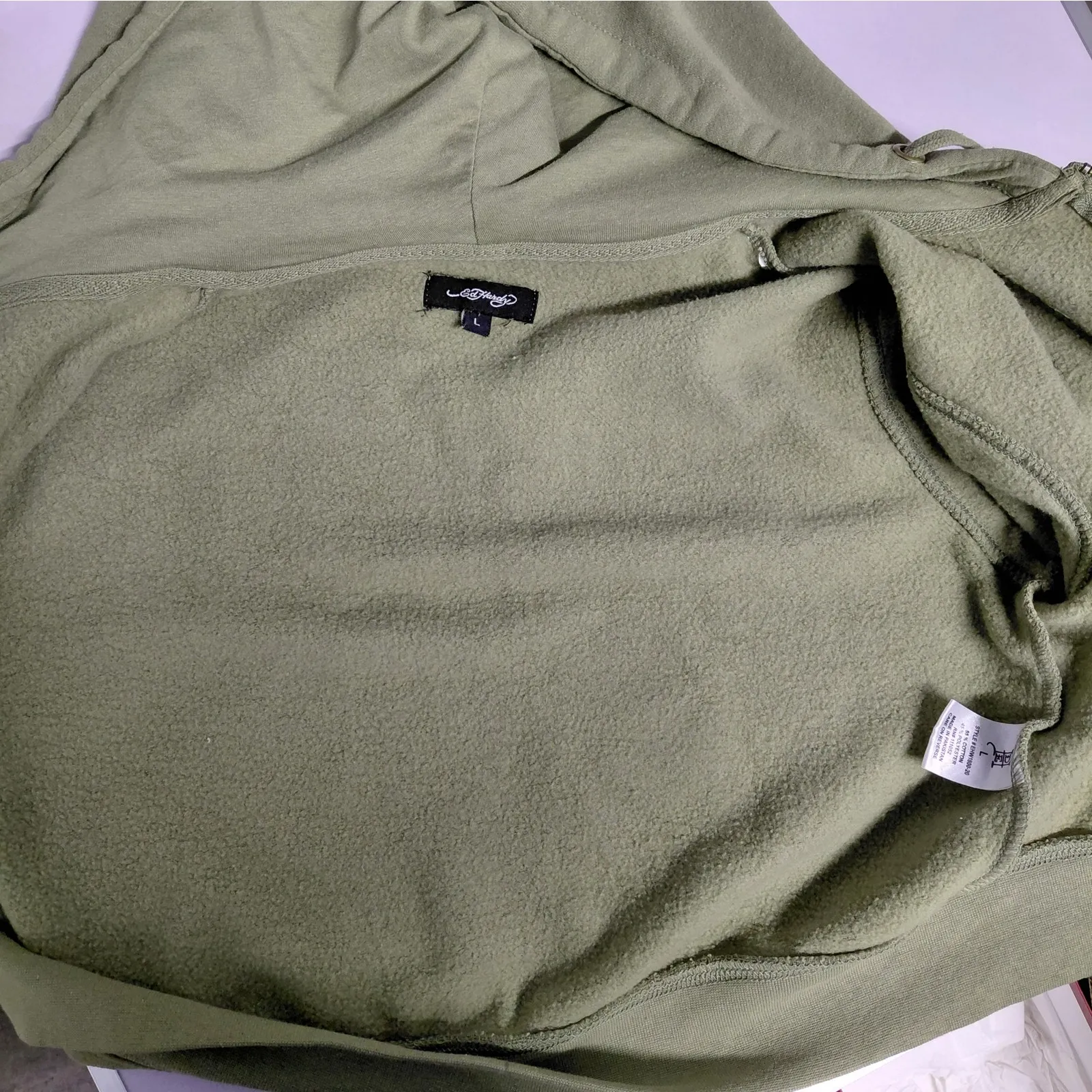 Ed Hardy Womens Hoodie Jacket Large Green Tattoo Graphic Y2K Vintage Streetwear - Image 8