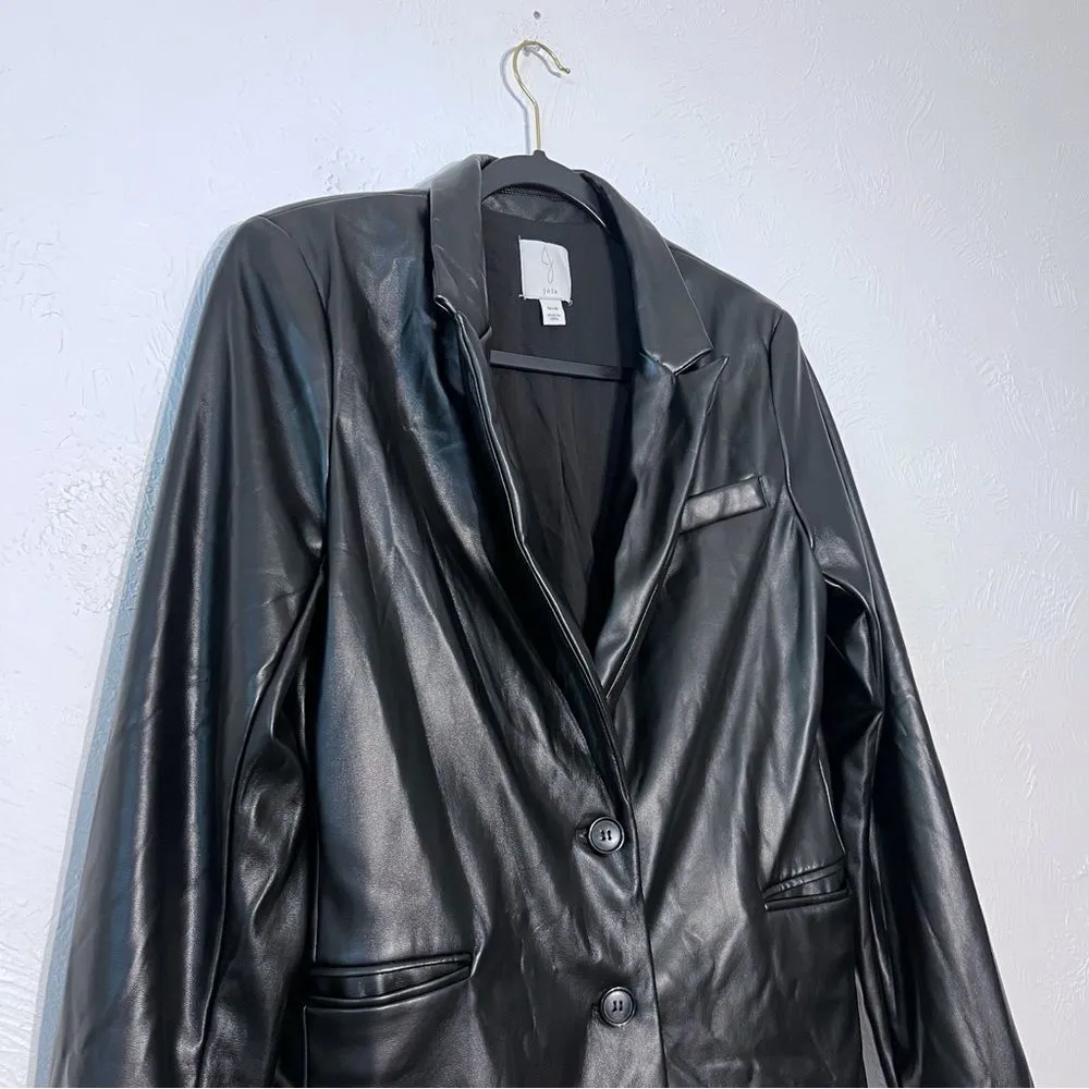 Joie Black Faux Leather  Lined Jacket Size M - Image 5
