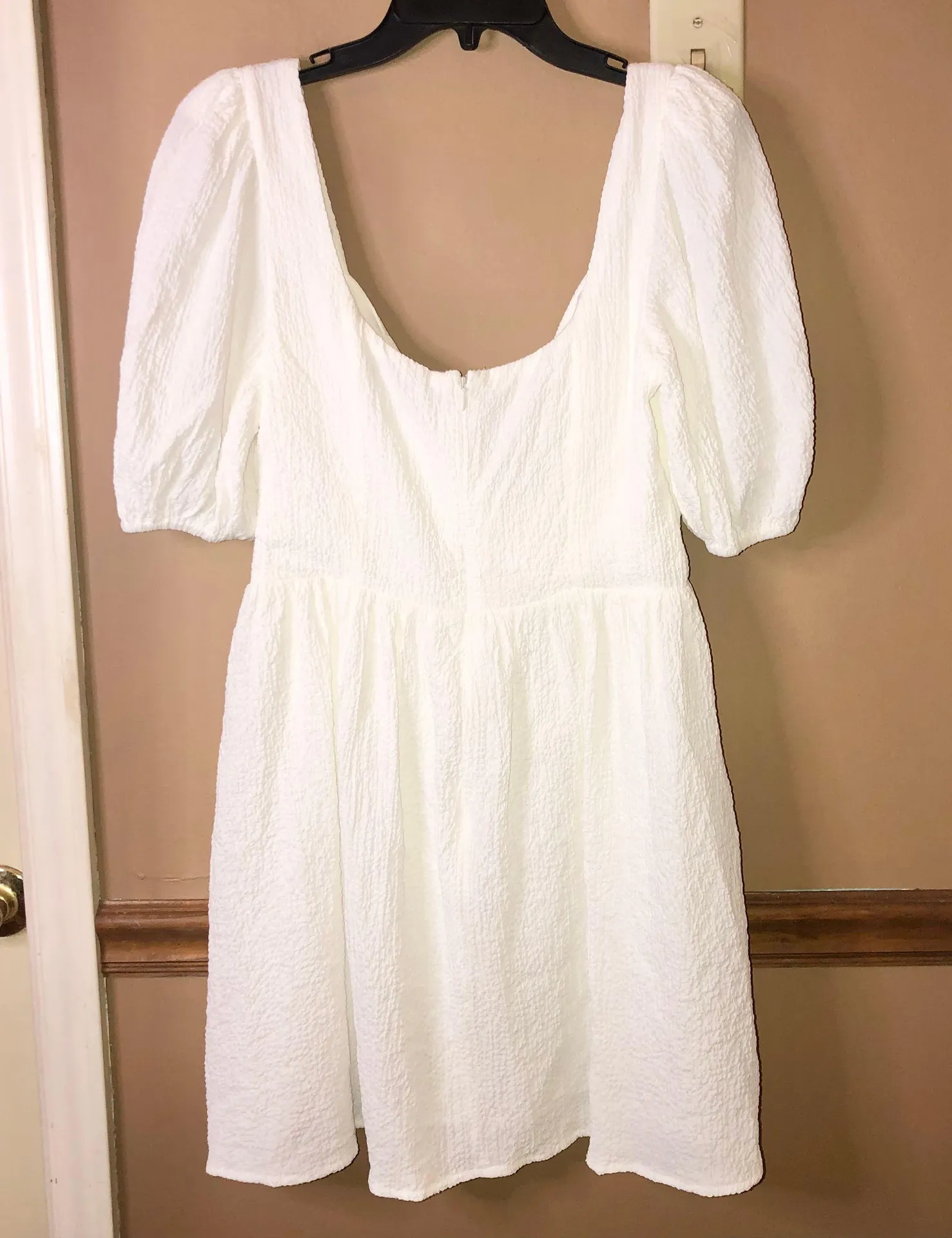 Lulu’s Bit in Love Surplice Puff Sleeve Mini Dress White Small - Image 3