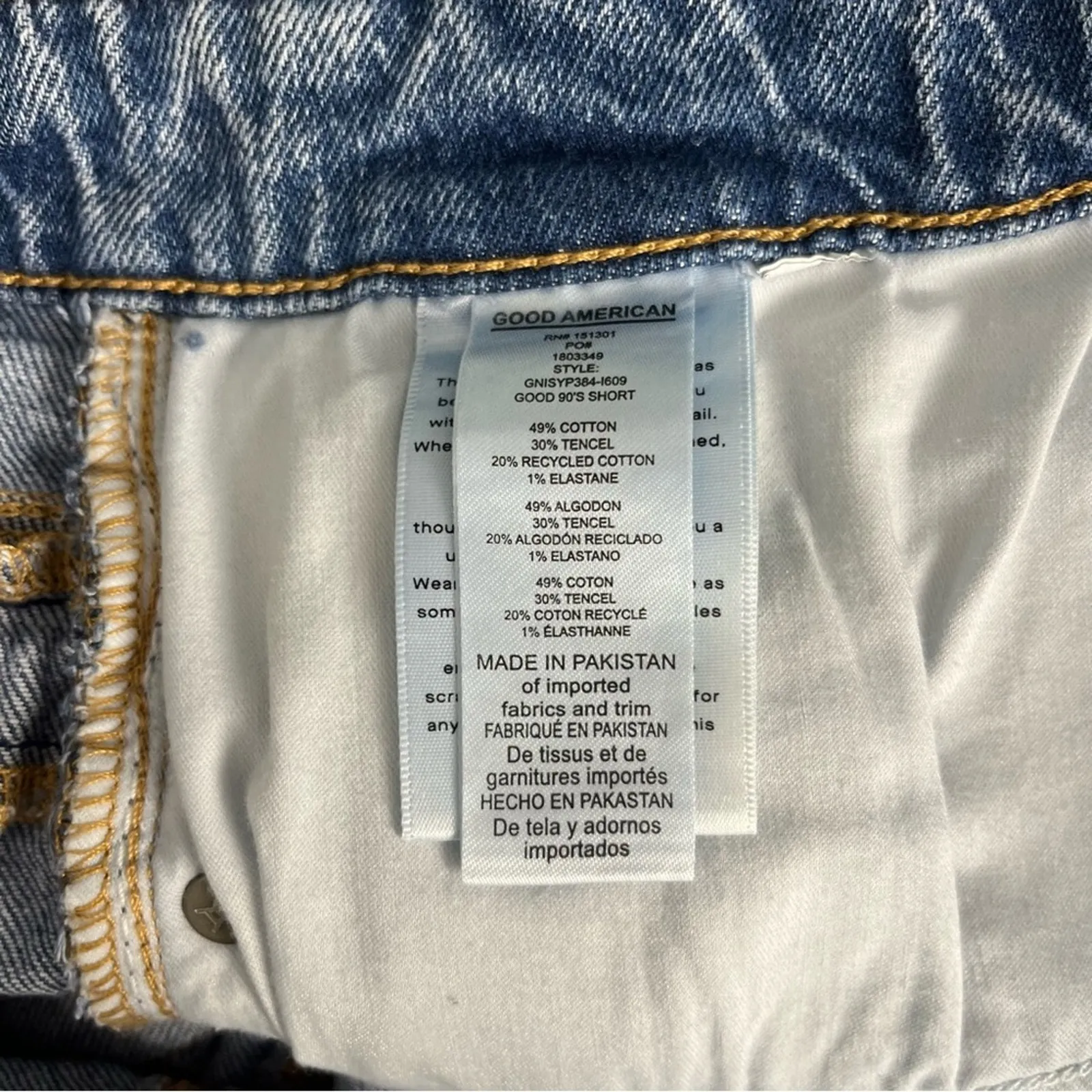 NWT Good American Good 90’s Short Denim Jean Cut Off High Rise Distressed - Image 7