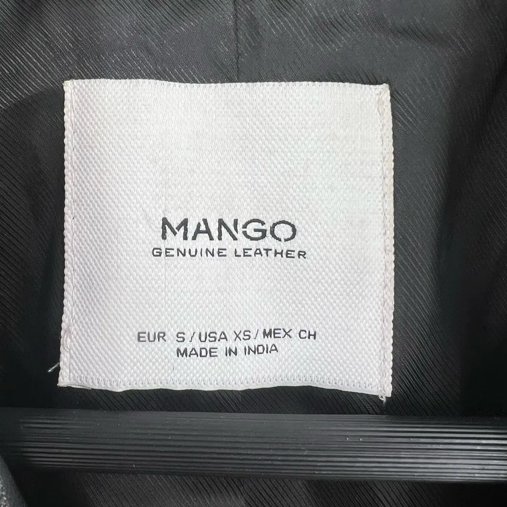 MANGO Black Leather Biker Jacket Size XS - Image 7