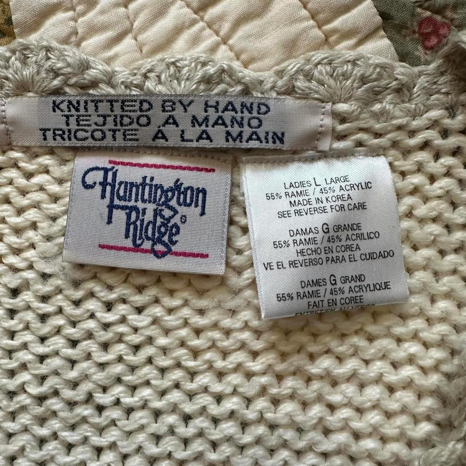 Vintage green and burgundy hand knit cottagecore boho granola vest - Image 2