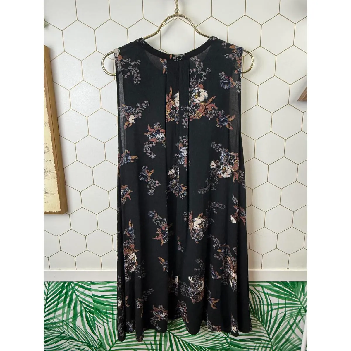 Free People Snap Out Of It Black Floral Trapeze Dress - Size - Medium - Image 4